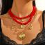 Fashion 18 Double Love Metal Geometric Love Double Layer Necklace