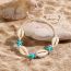 Fashion 18 White Starfish Braid Turquoise Shell Beaded Bracelet