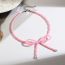 Fashion 13 Pink Crystal Alloy Crystal Beaded Bow Necklace