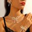 Fashion 13 Pink Crystal Alloy Crystal Beaded Bow Necklace