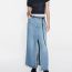 Fashion Navy Blue Denim Slit Skirt