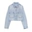 Fashion Blue Denim Lapel Buttoned Jacket