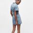 Fashion Blue Denim Lapel Buttoned Skirt