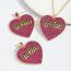 Fashion Purple Red Metal Diamond Letter Love Necklace And Earrings Set