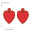 Fashion Rose Red Rice Beads Woven Love Earrings