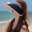 Fashion Space Gray Nylon Large Brim Empty Top Sun Hat With Fan