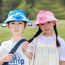 Fashion Pink Children's Large Brimmed Hollow Top Sun Hat With Fan