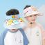 Fashion Fan Model-blue Children's Large Brimmed Hollow Top Sun Hat With Fan