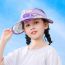 Fashion Fan Model-blue Children's Large Brimmed Hollow Top Sun Hat With Fan