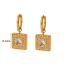 Fashion 2# Stainless Steel Diamond Square Earrings