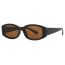 Fashion Black Frame Gradient Gray Diamond Oval Sunglasses