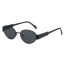 Fashion Silver Framed Champagne Slices Metal Oval Sunglasses