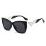 Fashion Black Gold Frame All Gray Pieces Pc Cat Eye Large Frame Sunglasses