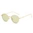 Fashion Gold Framed Dark Green Film Pc Oval Sunglasses