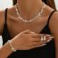 Fashion G256 Three-piece Set Metal Geometric Diamond Earrings Bracelet Necklace Set