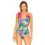 Fashion Single Strap Swimsuit (with Scarf) Polyester Printed Halterneck Swimsuit