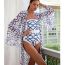 Fashion Blue Polyester Printed One-piece Swimsuit Cover-up Set