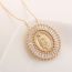 Fashion Color Gold-plated Copper And Diamond Madonna Oval Necklace