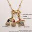 Fashion 3# Copper Set Zirconium Pineapple Rainbow Necklace