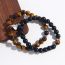 Fashion Yellow Tiger Eye + Black Matte Geometric Agate And Turquoise Beaded Magnetic Love Bracelet