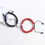Fashion Black Matte + Red Turquoise A Pair Of Geometric Beaded Magnetic Love Bracelets