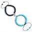 Fashion Black Matte + Blue Turquoise A Pair Of Geometric Beaded Magnetic Love Bracelets