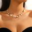 Fashion 16 Hearts Metal Geometric Pearl Beads Necklace