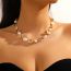 Fashion 15 Rectangular Metal Geometric Pearl Beads Necklace