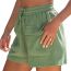 Fashion Green Polyester Lace-up Double Pocket Shorts