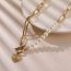Fashion Gold Alloy Pearl Beads Spliced Chain Love Necklace