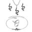 Fashion 5# Alloy Diamond Bow Necklace Earrings Bracelet Ring Set
