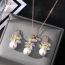 Fashion 9# Alloy Diamond Geometric Earrings And Necklace Set