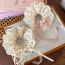 Fashion Pink Bow Double Layer Lace Pleated Hair Tie