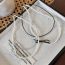 Fashion Silver Model Leather Bow Pearl Beads Double Necklace