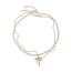 Fashion Gold Pearl Beaded Snake Bone Chain Bow Necklace Set Of Two