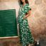Fashion Green Blend Printed Lace-up Maxi Skirt