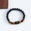 Fashion W Geometric Tiger Eye Obsidian Beaded 26 Letter Bracelet