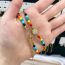 Fashion Golden Flowers Colorful Rice Beads Oil Drop Flower Necklace