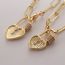 Fashion Gold + Zirconium Inlay Copper Inlaid Zirconium Love Lock Necklace