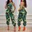 Fashion Letter Print Polyester Lace-up Suspender Cutout One-piece High-waisted Trousers