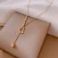 Fashion Rose Gold Titanium Steel Diamond Double Letter Necklace