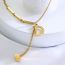 Fashion Rose Gold Titanium Steel Diamond Double Letter Necklace