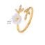 Fashion Gold Copper Inlaid Zirconium Shell Flower Open Ring