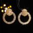 Fashion Gold Metal Diamond Round Stud Earrings