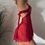 Fashion Claret Lace Patchwork Suspender Nightgown