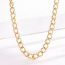 Fashion Oval Embossed Gold-tone Necklace Titanium Steel Oval Embossed Necklace