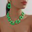 Fashion Style Three Green 42g Resin Spliced Chain Necklace And Earrings Set