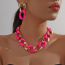 Fashion Style 2 Rose Red 41g Resin Spliced Chain Necklace And Earrings Set