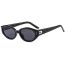Fashion Black Frame Gradient Yellow Oval Small Frame Sunglasses