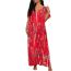 Fashion Red Rice Smudged Sunscreen Slit Beach Skirt